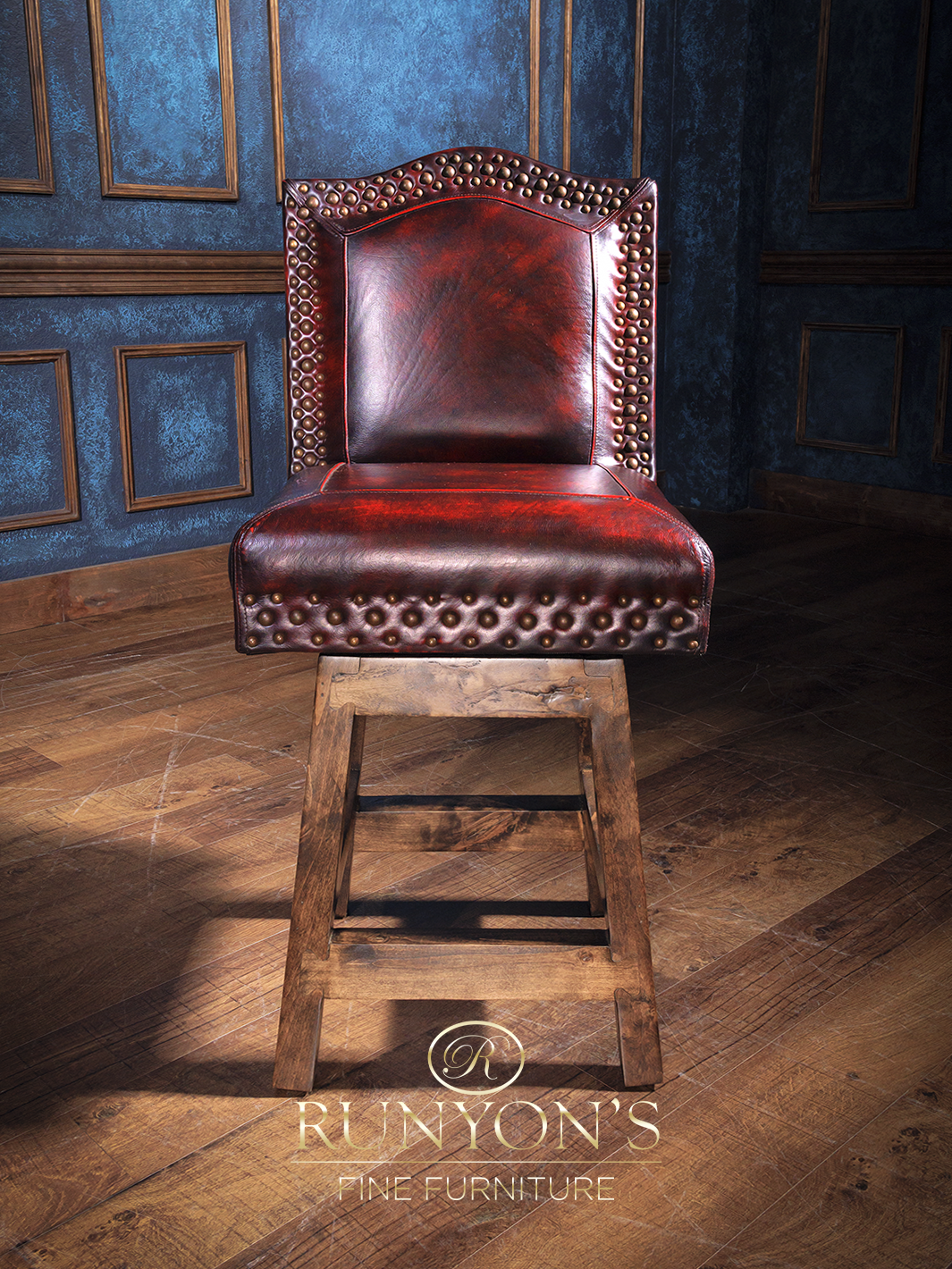 Red Burn Armless Chisum Bar Stool