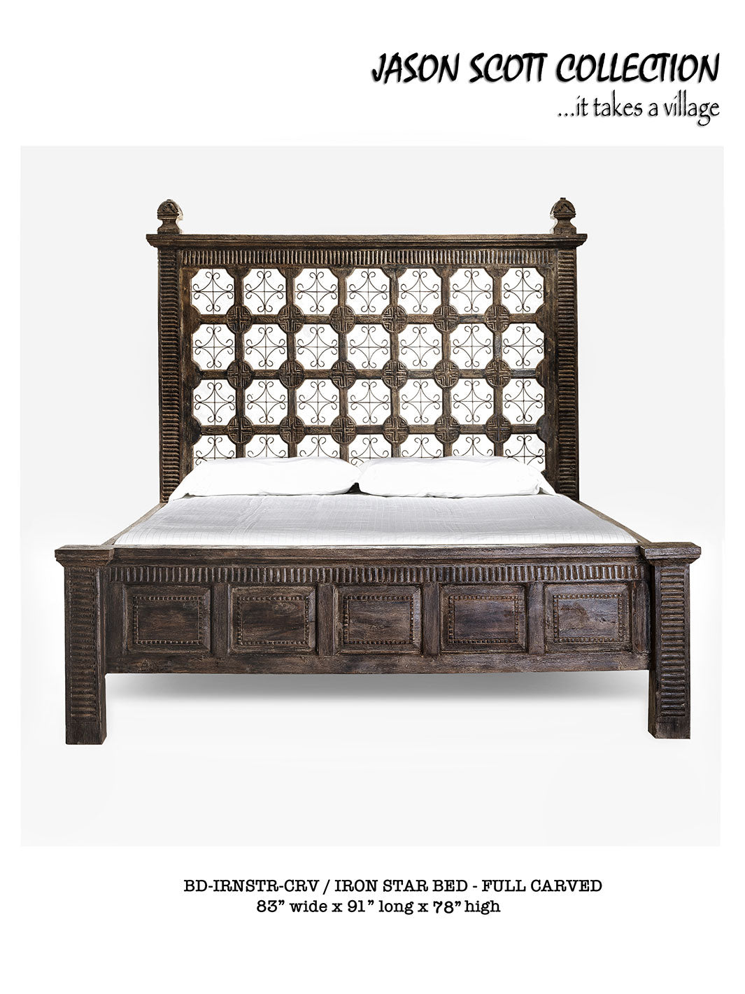 Jason Scott Iron Star Bed - Full Carved