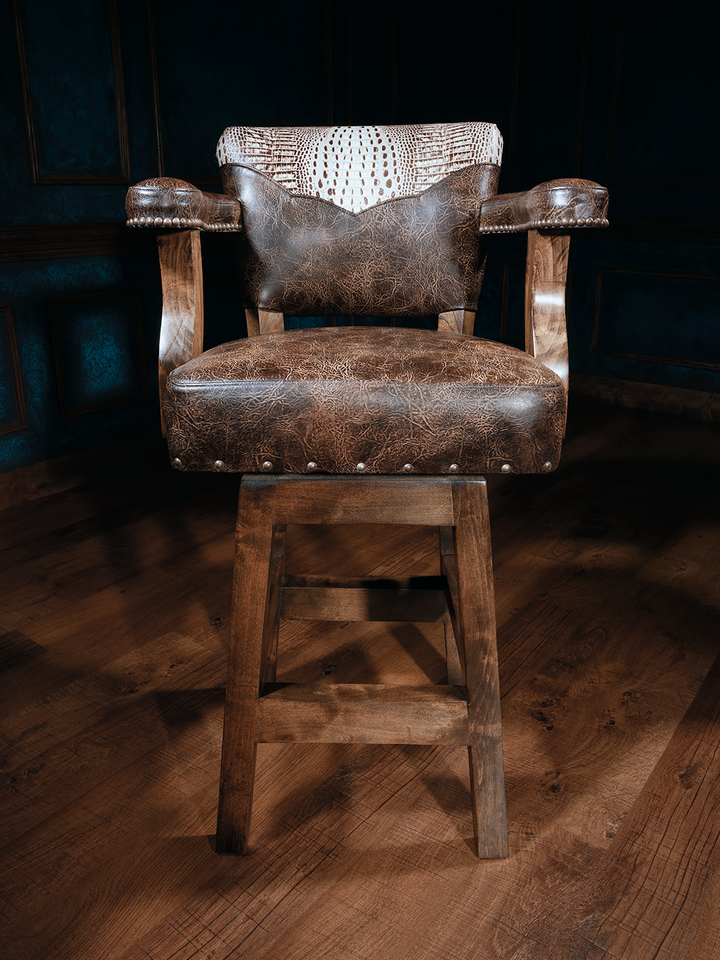 western croc leather barstool