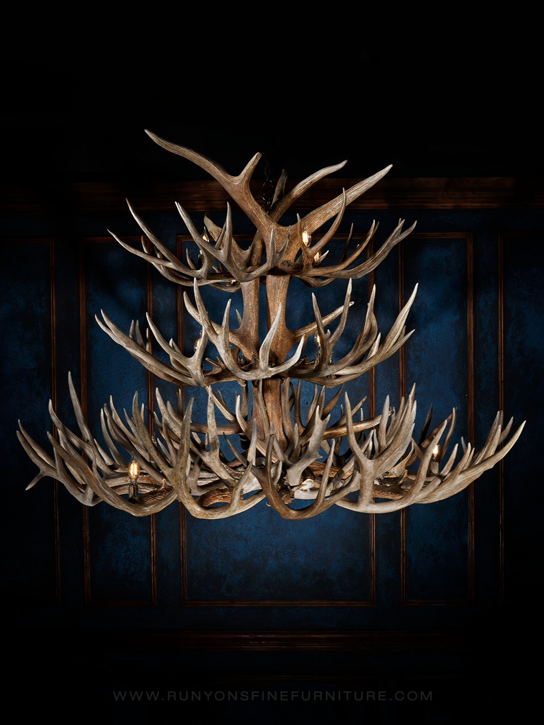 Three Tier Trophy Elk Chandelier
