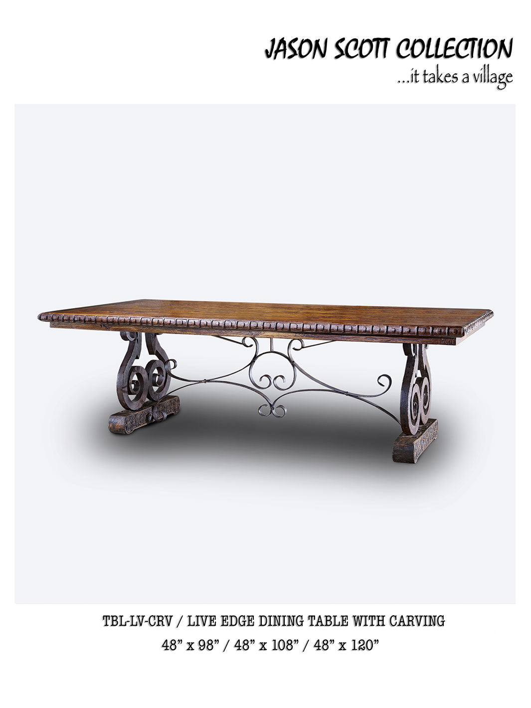 Jason Scott Live Edge Dining Table w/ Carving