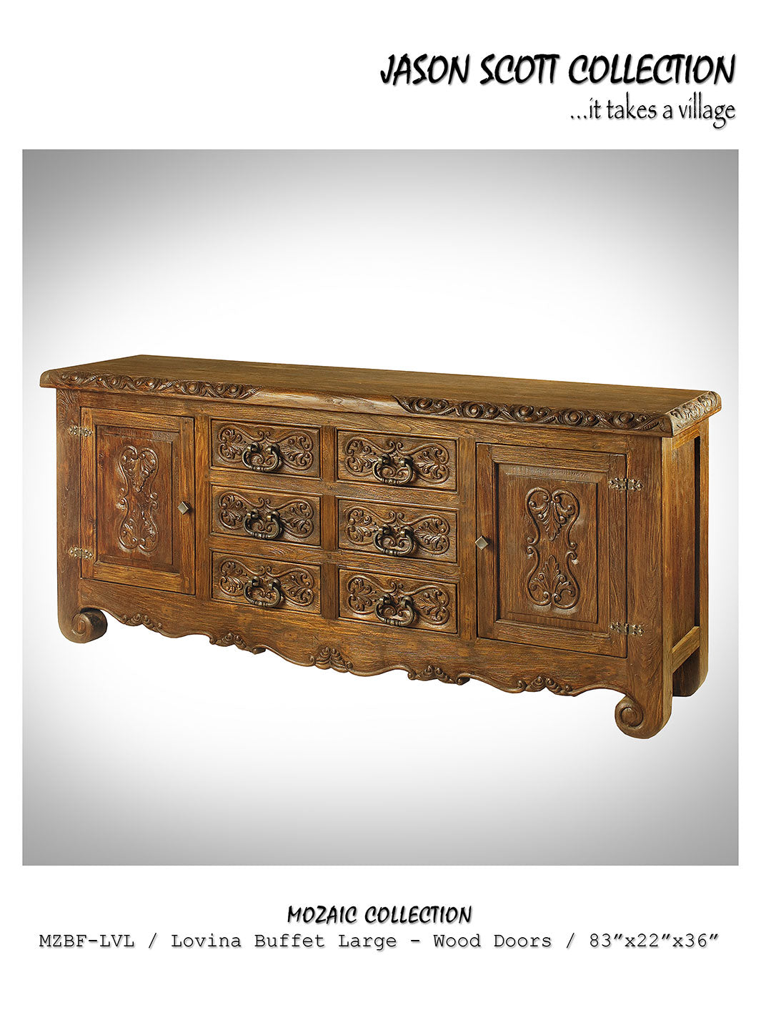 Jason Scott Lovina Buffet (Large) w/ Wood Doors