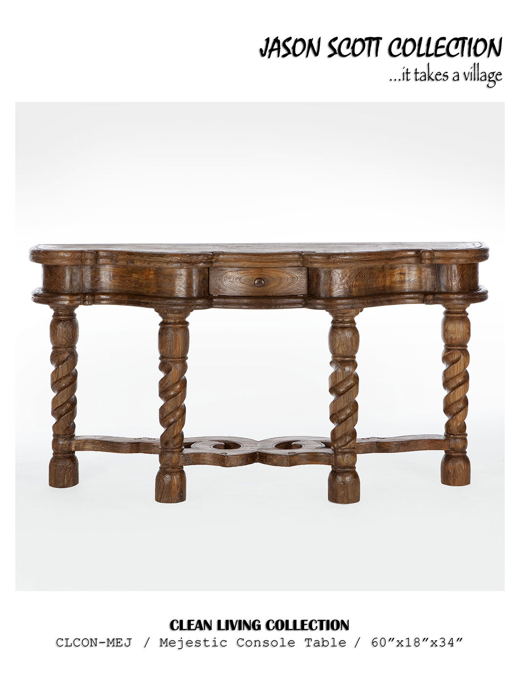 Jason Scott Majestic Wood Leg Console Table