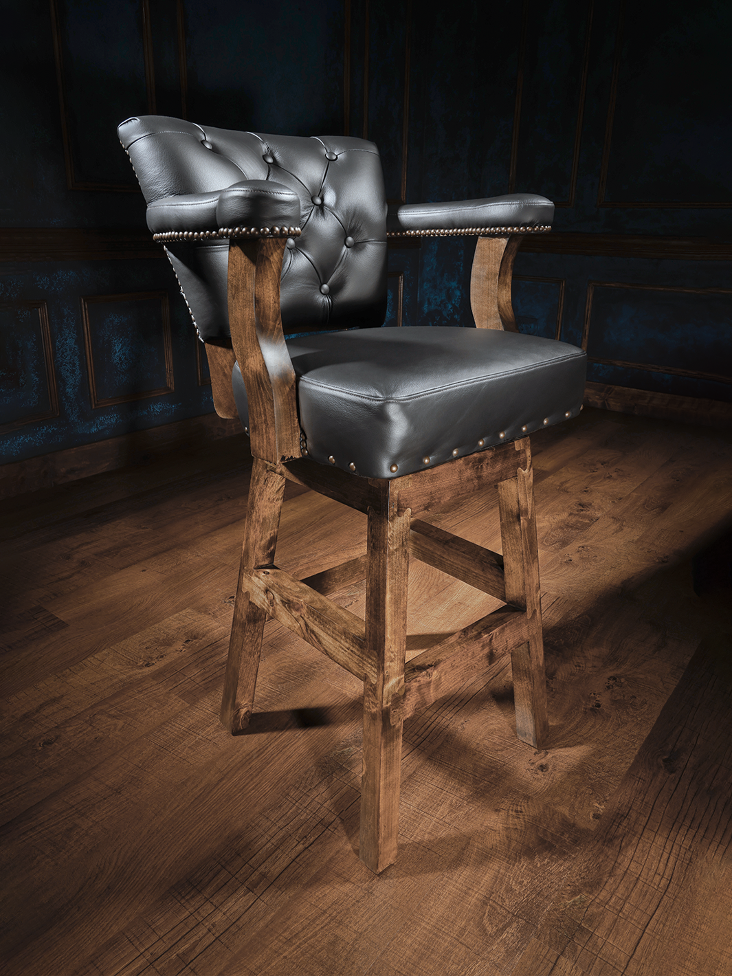 black western bar stool with cowhide