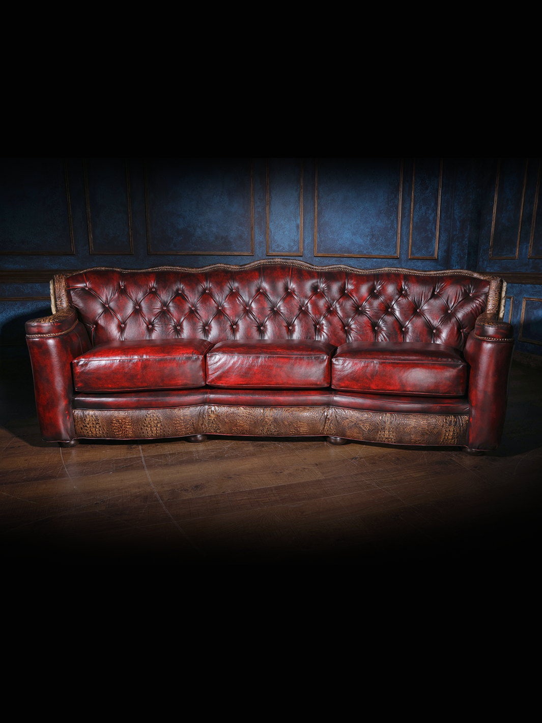Red genuine leather sofa sales