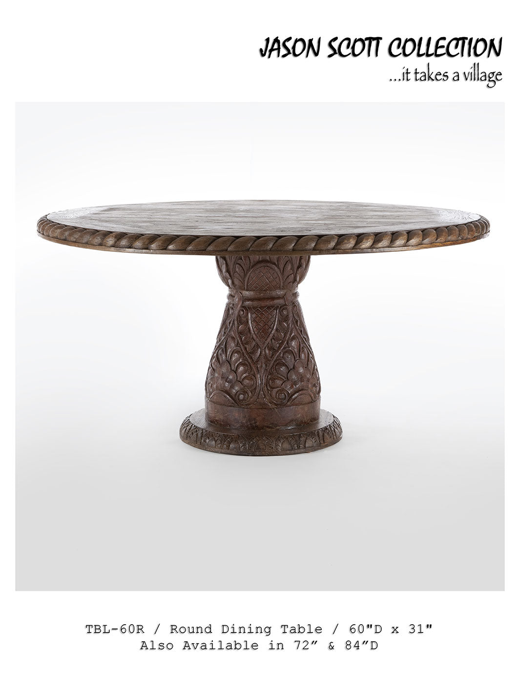 Jason Scott Round Top / Wood Pedestal Base Dining Table