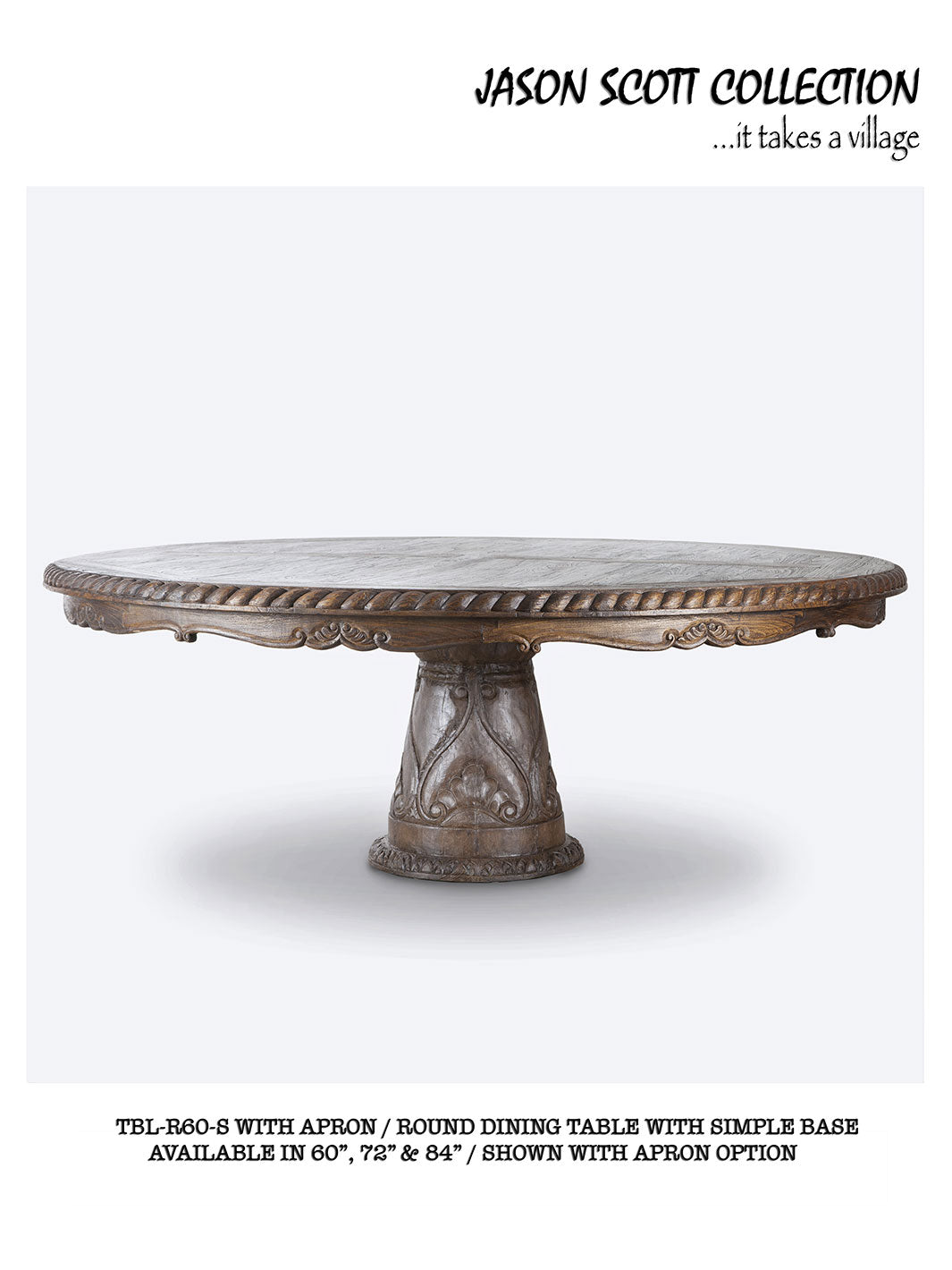 Jason Scott Round Dining Table w/ Simple Base & Apron