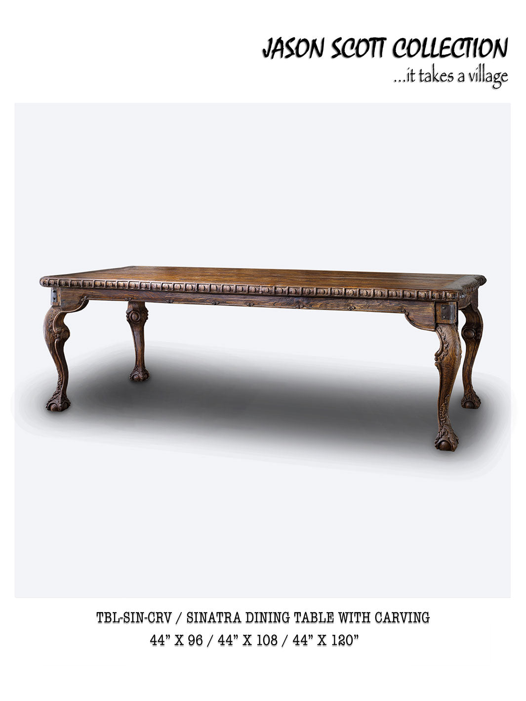 Jason Scott Sinatra Dining Table w/ Carving