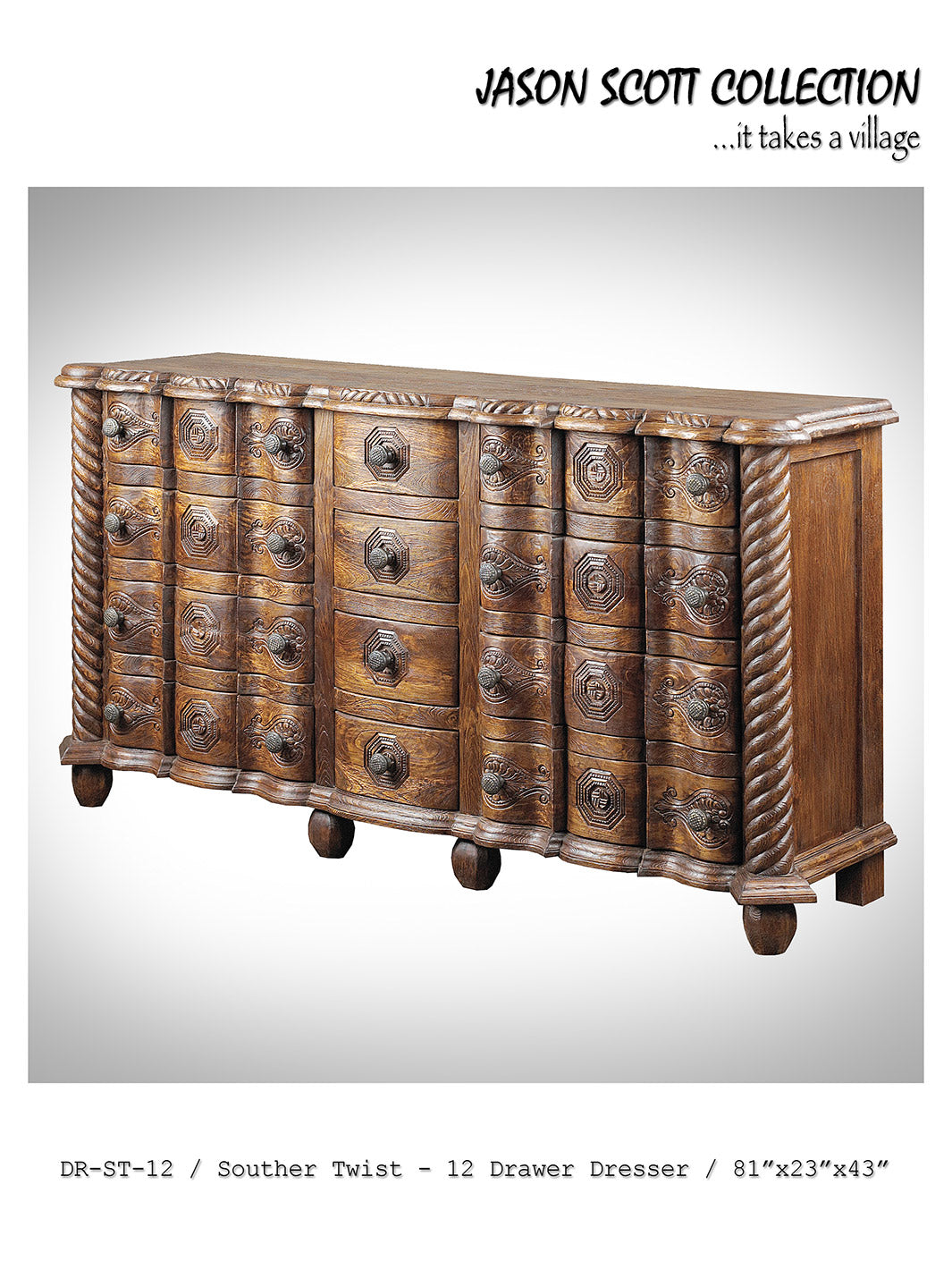 Jason Scott Southern Twist Dresser / 12 Drawers