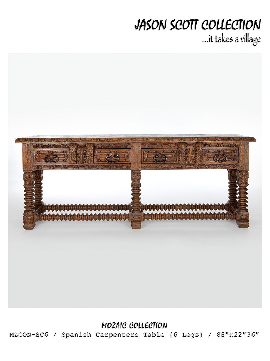 Jason Scott Spanish Carpenters Table / 6 Legs