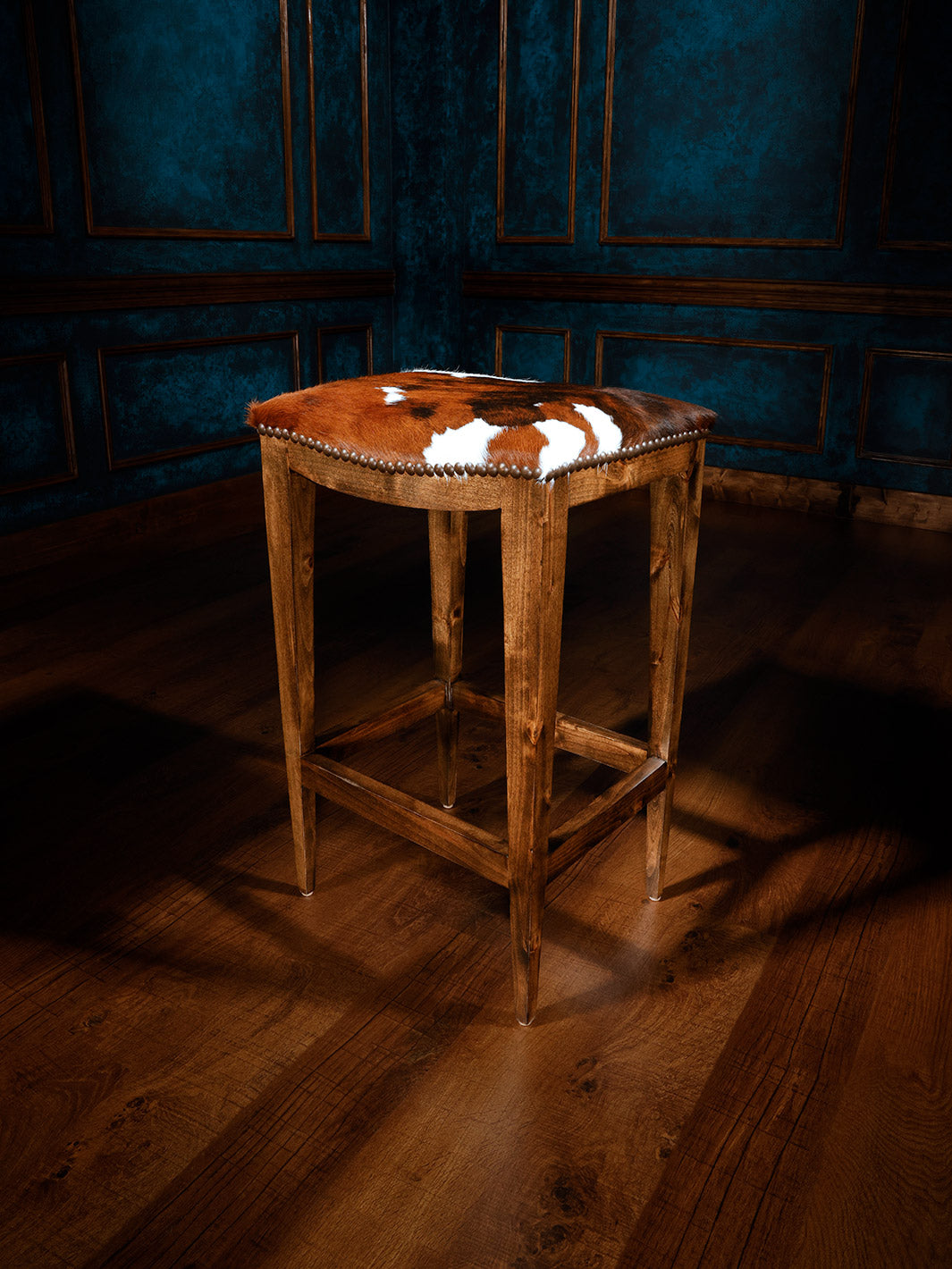 western cowhide saddle stool