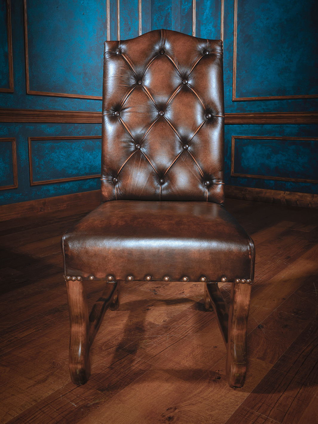 Crocodile Ivory Gold Leather Dining Chair