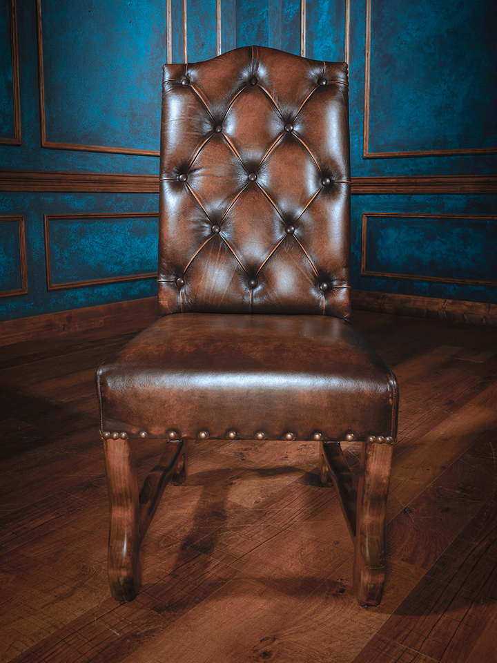 Crocodile Ivory Gold Leather Dining Chair