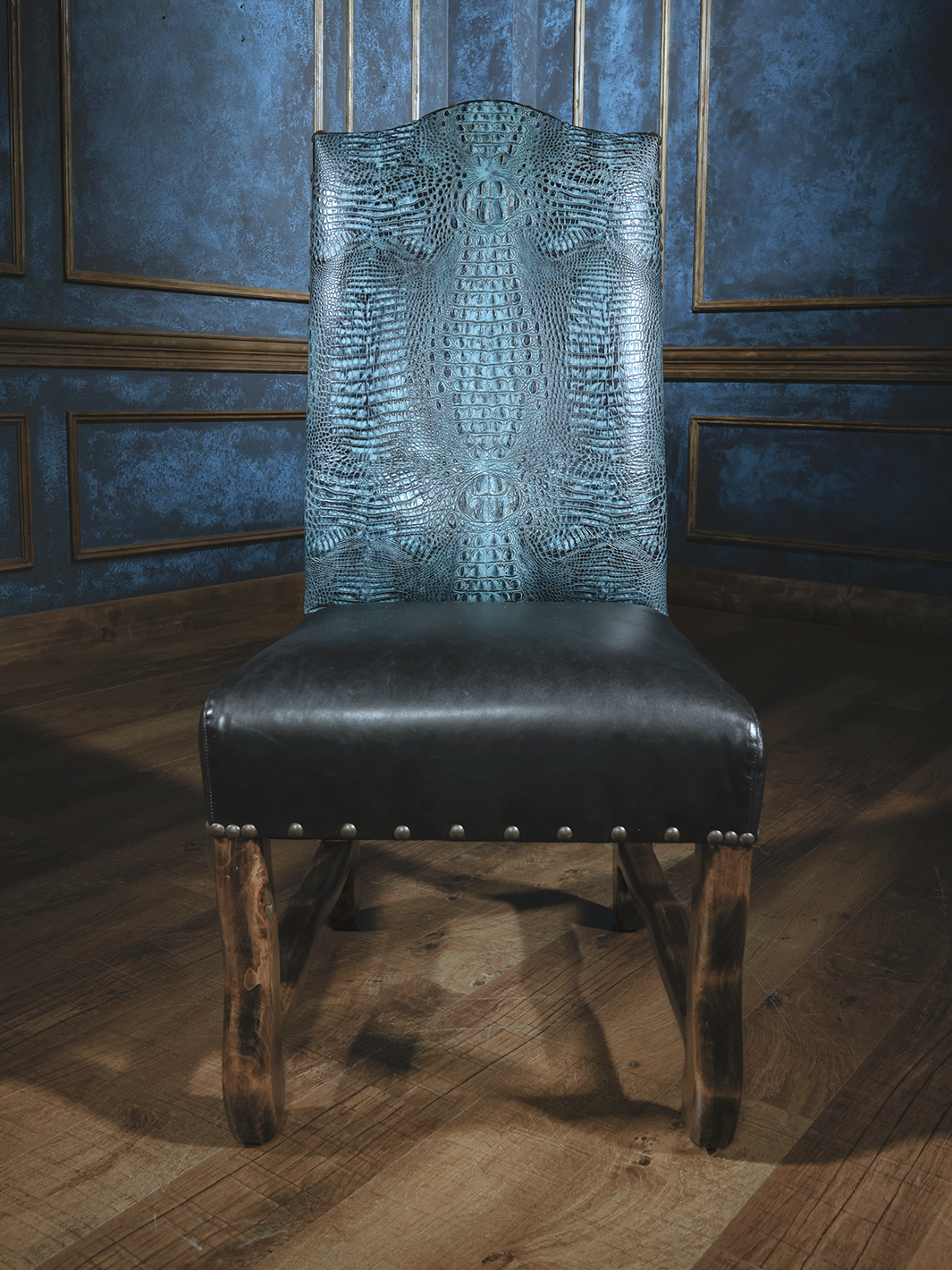 Royal Blue Leather Dining Chair