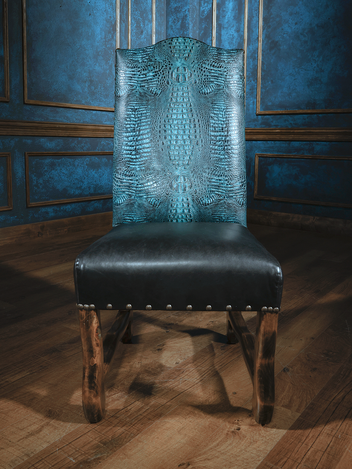 Royal Blue Leather Dining Chair