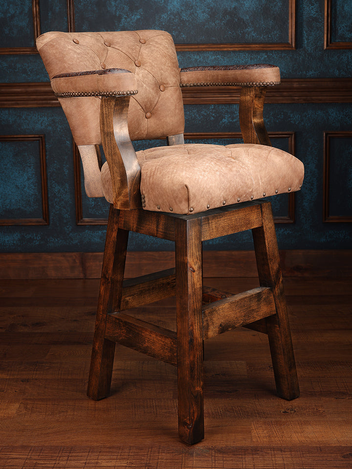 western embossed leather bar stool