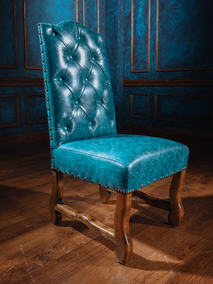 Sapphire Western Blue Leather Side Chair