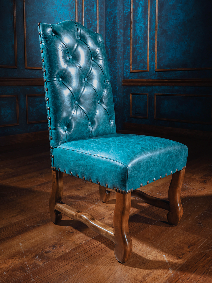 Sapphire Western Blue Leather Dining Chair