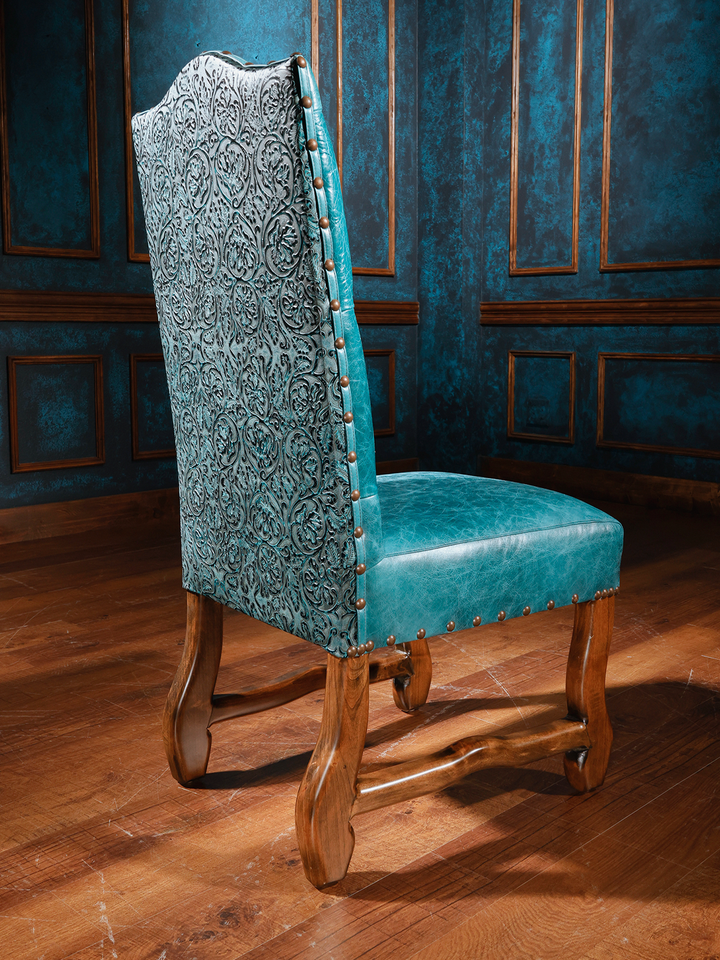 Sapphire Western Blue Leather Dining Chair