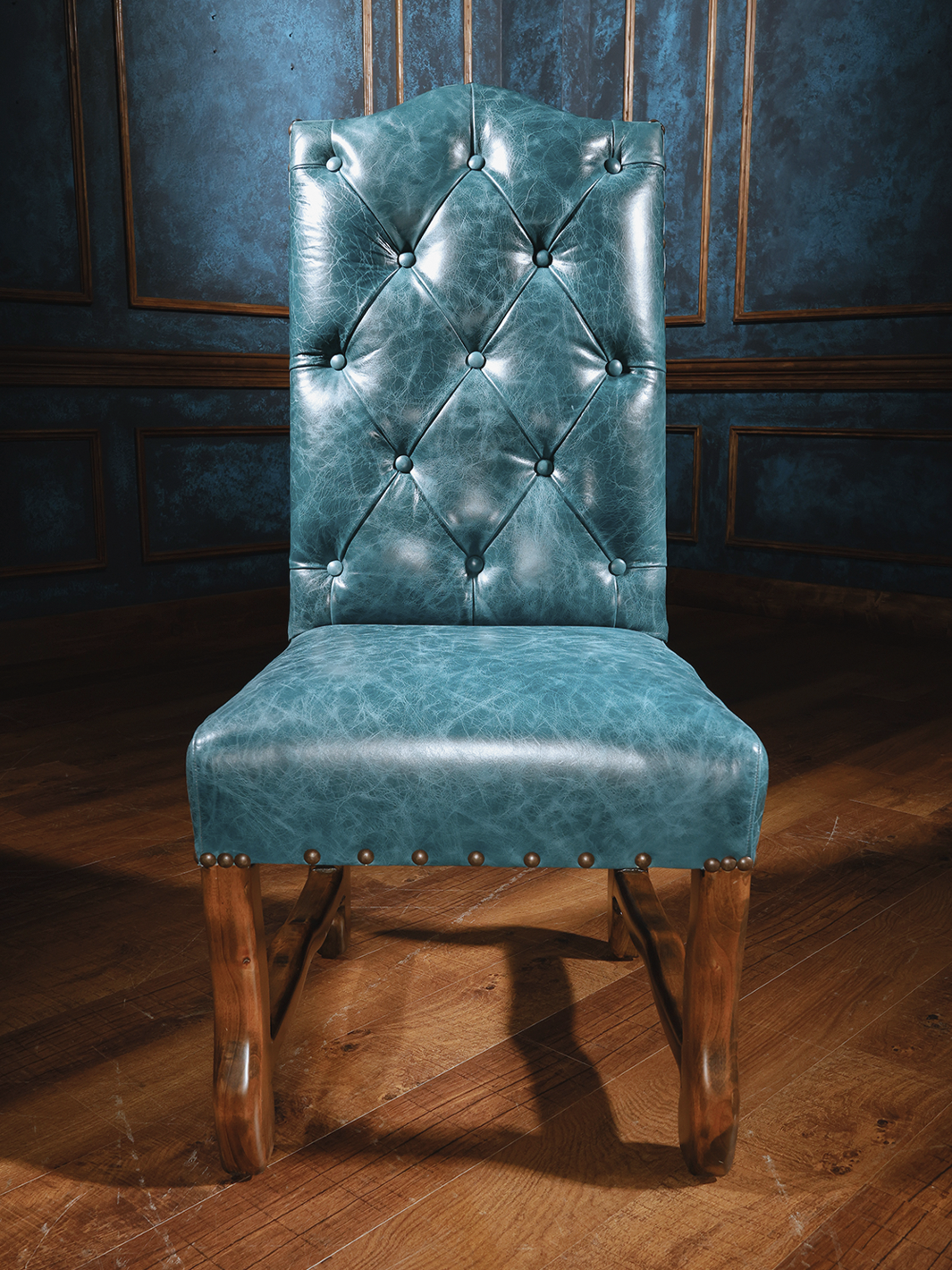 Sapphire Western Blue Leather Dining Chair
