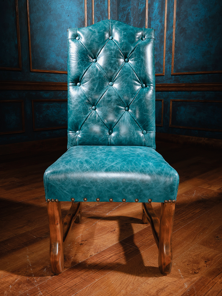 Sapphire Western Blue Leather Dining Chair