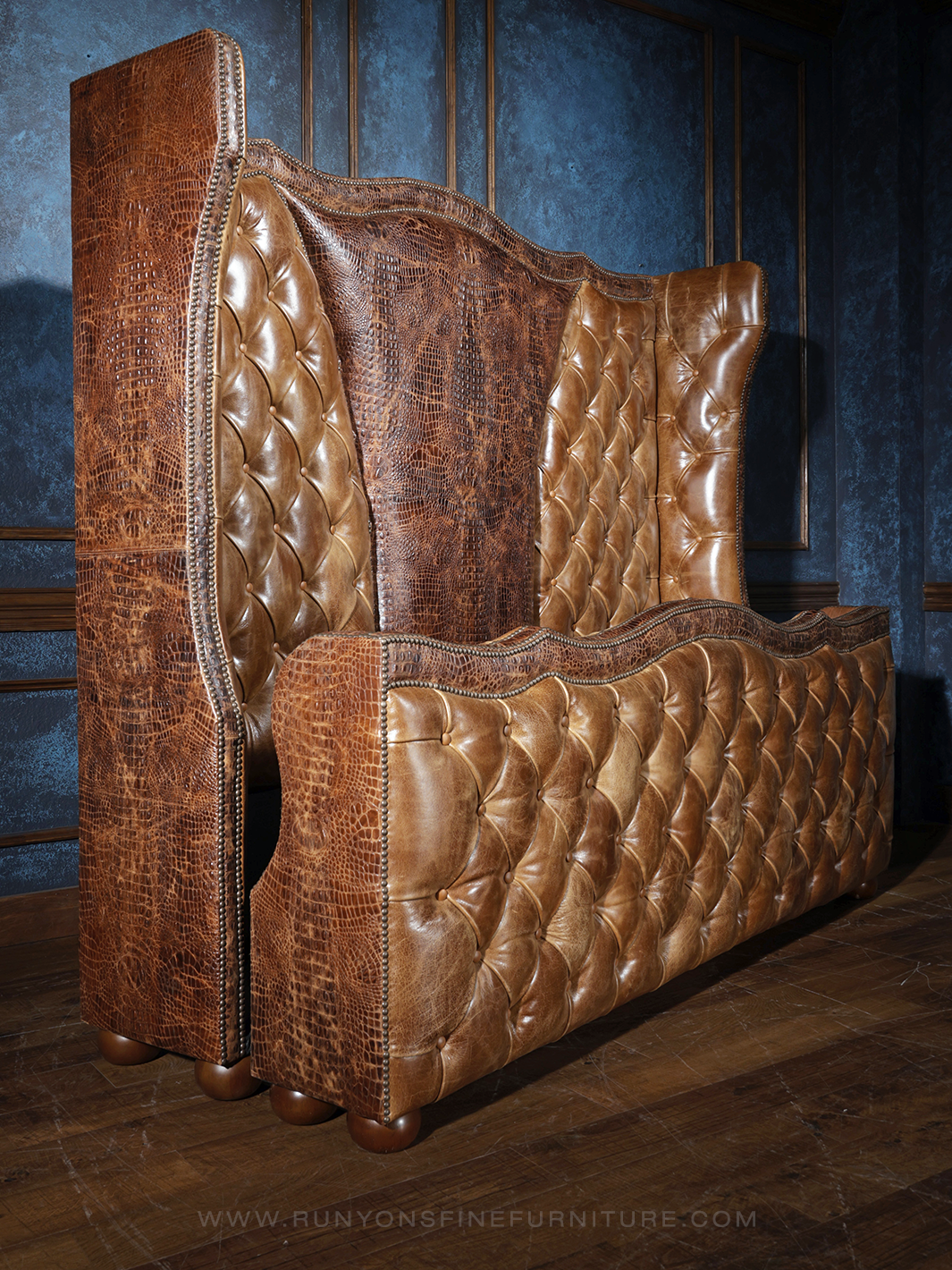 Crocodile Dundee Leather Tufted Bed