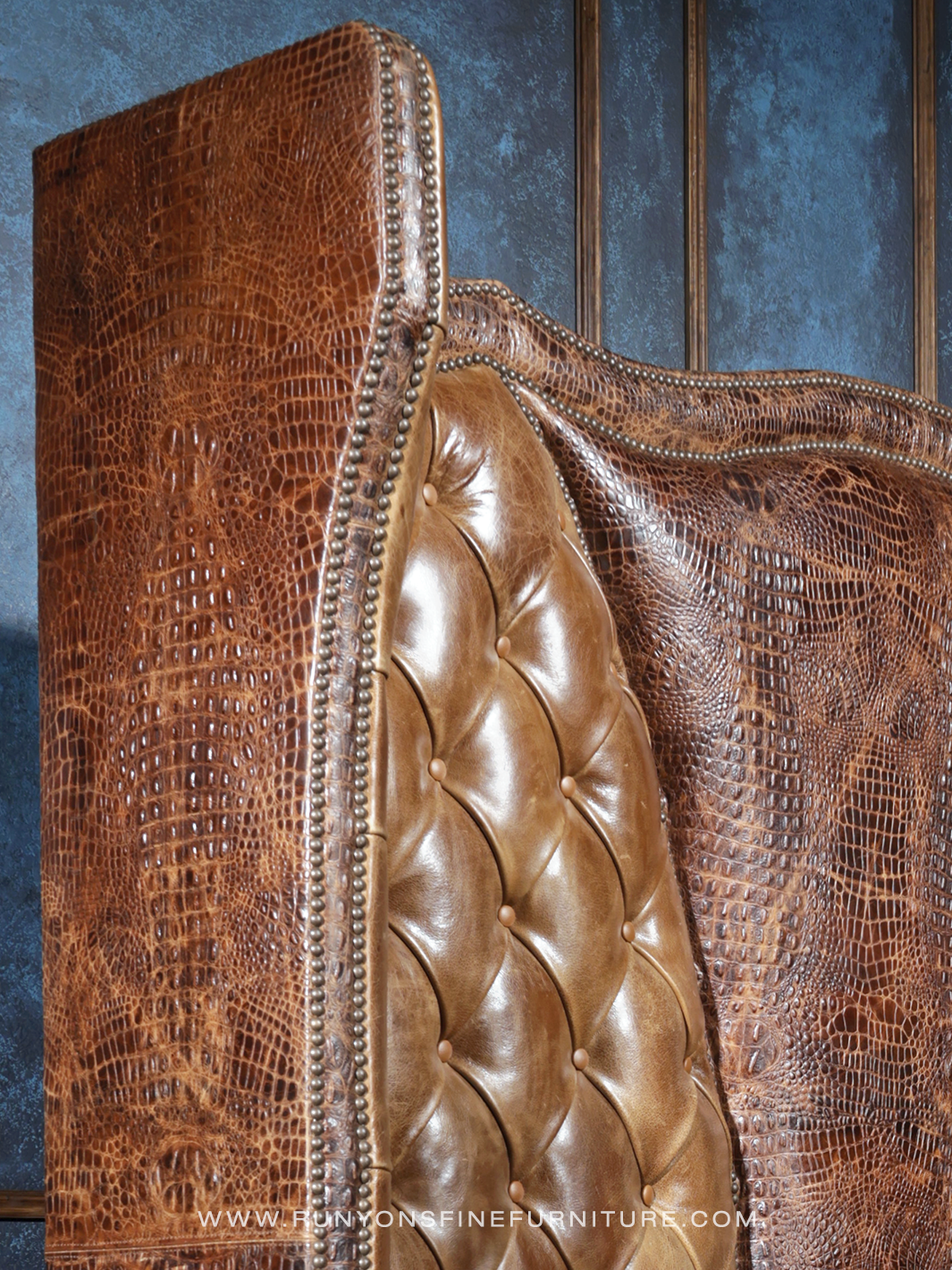 Crocodile Dundee Leather Tufted Bed