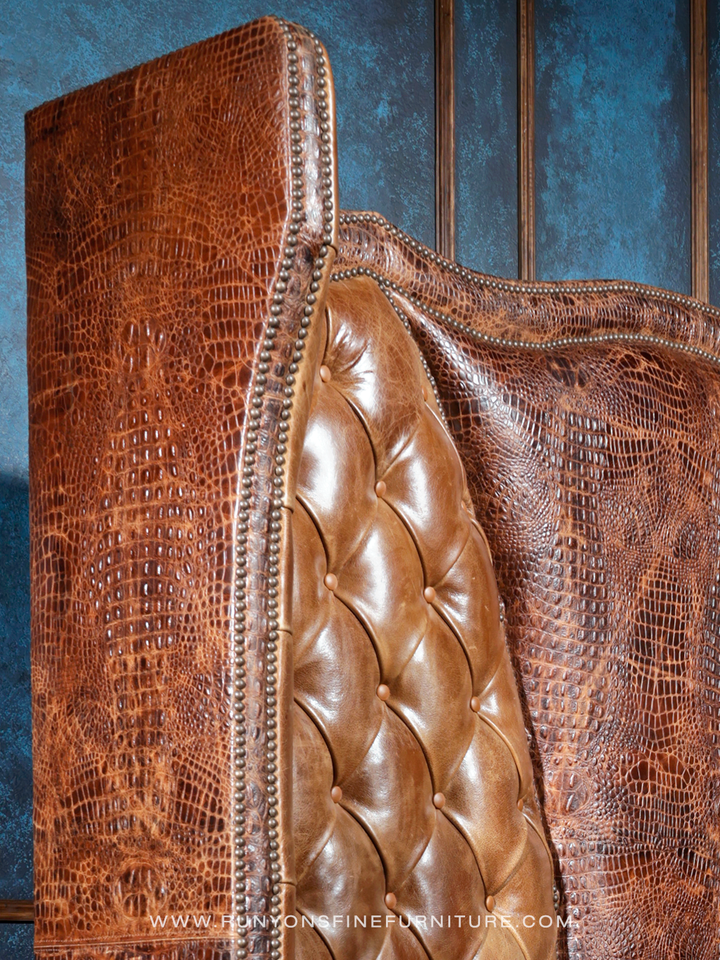 Crocodile Dundee Leather Tufted Bed