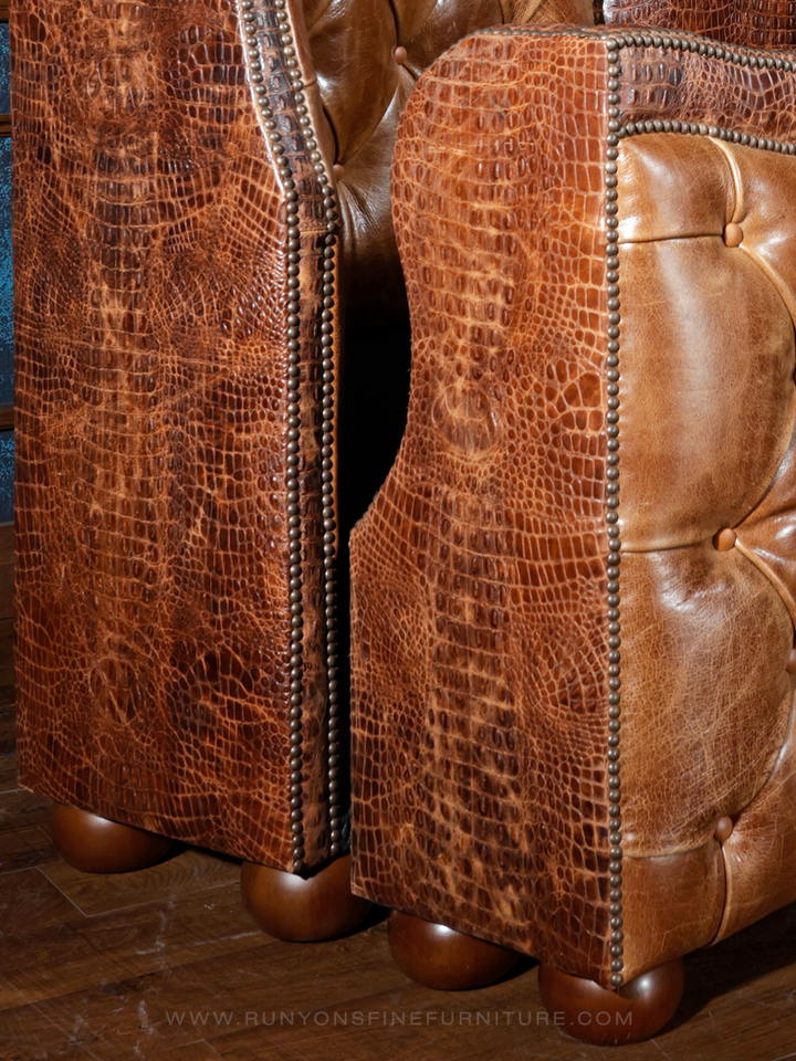 Crocodile Dundee Leather Tufted Bed