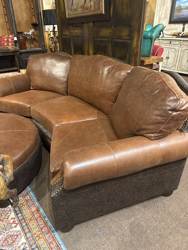 Bristol Molasses Leather Curved Sofa