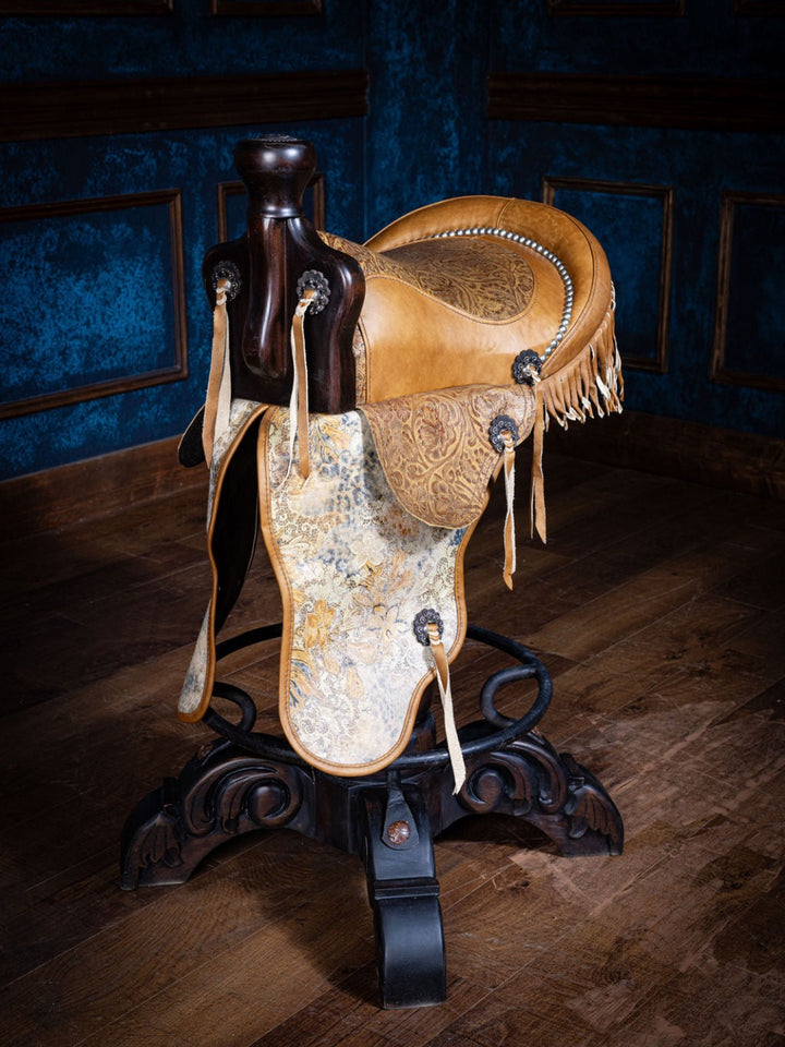 western leather saddle bar stool.