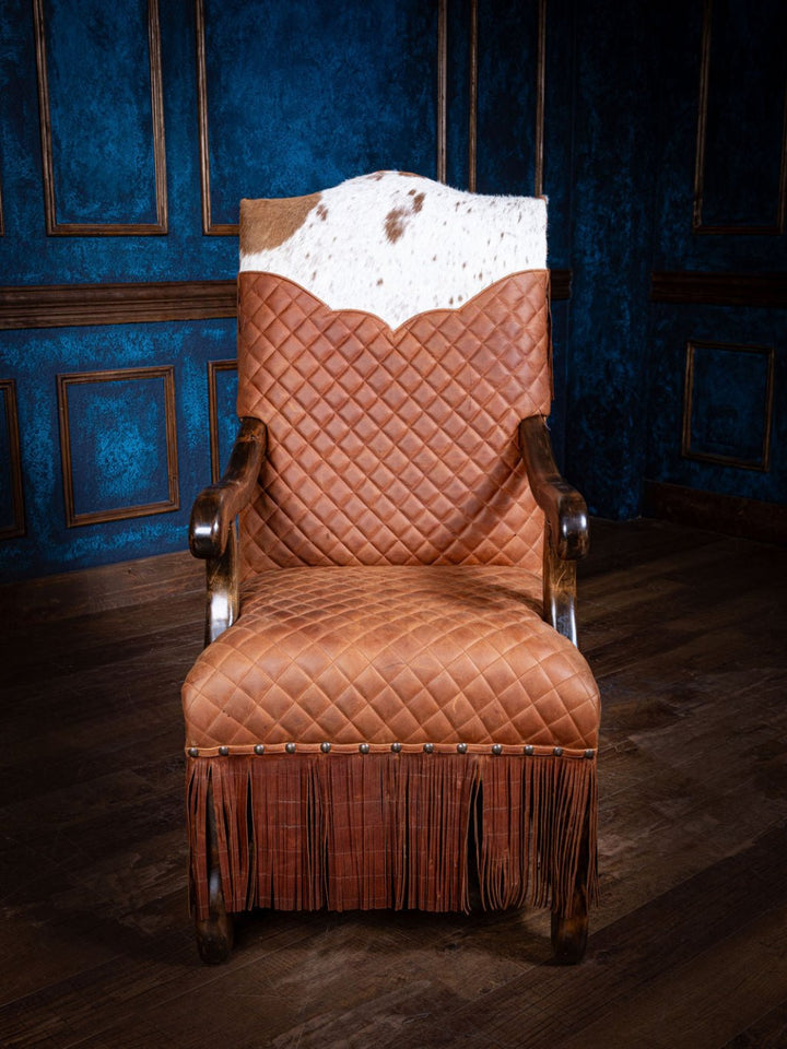 Cowhide Fringe Frontier Quilted Leather Armchair