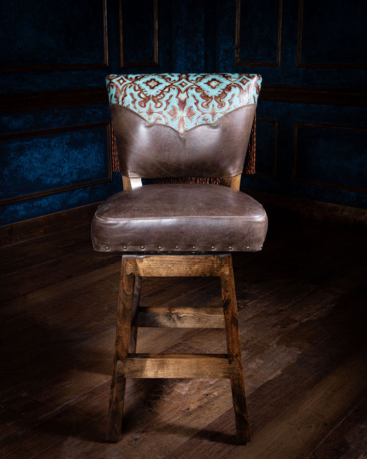 Brown Wolf Leather Yoke Bar Stool