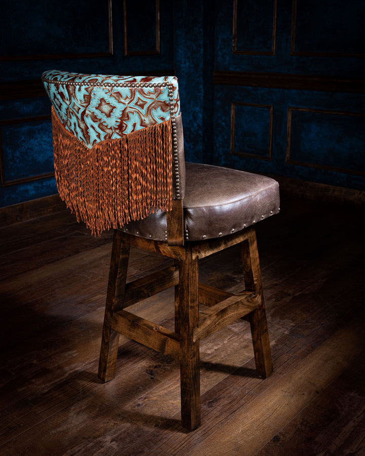 Brown Wolf Leather Yoke Bar Stool