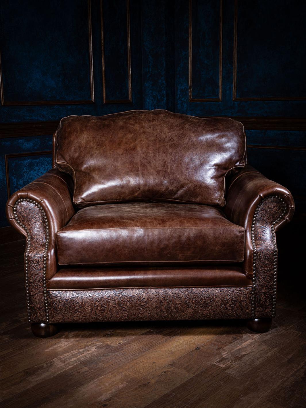 Texas Luxe Buffalo Leather Chair and a Half