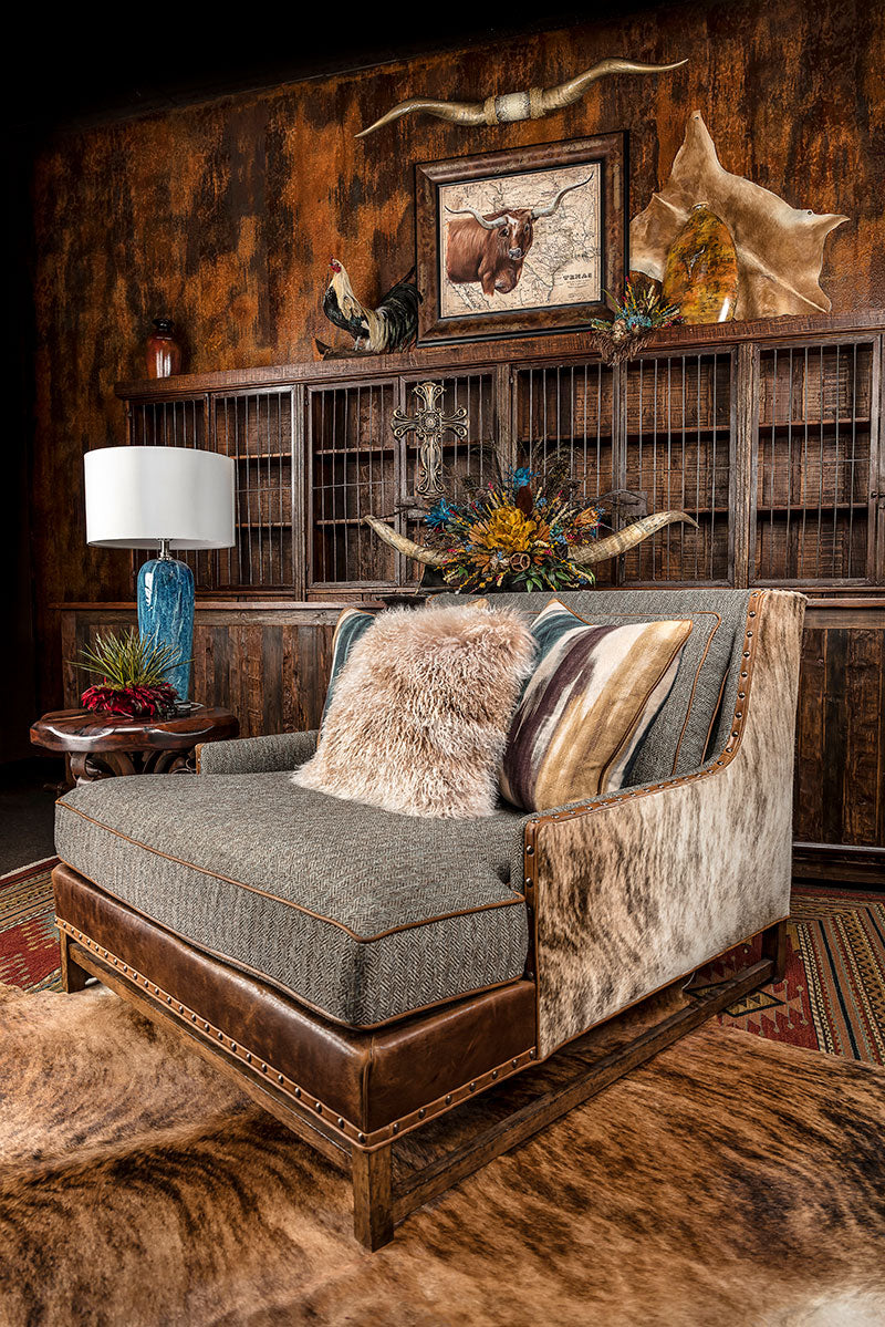 western cowhide chaise lounge