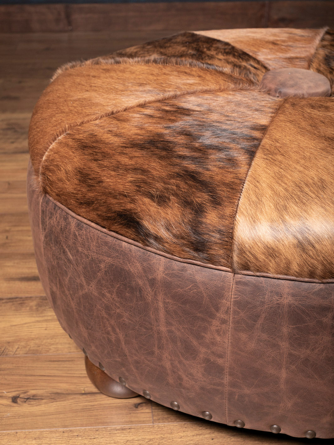 Brindle Mustang Round Ottoman