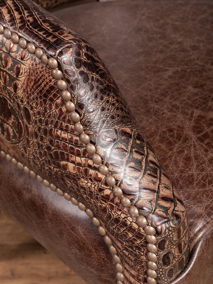 Brown Croc Leather Game Chair