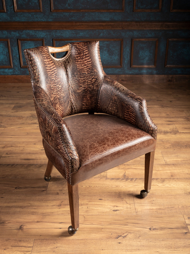 Brown Croc Leather Game Chair