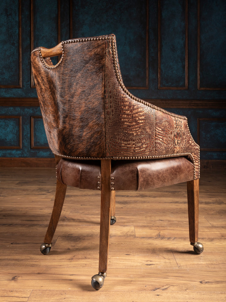 Brown Croc Leather Game Chair