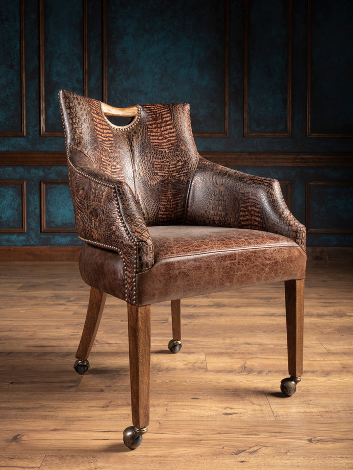 Brown Croc Leather Game Chair