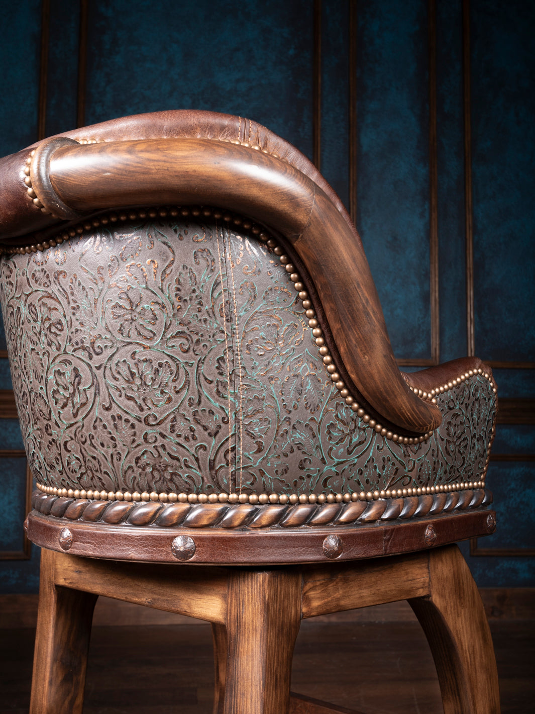 Burning Bronze Leather Bar Stool