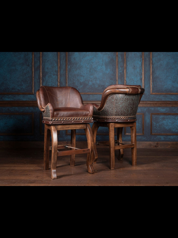 Burning Bronze Leather Bar Stool