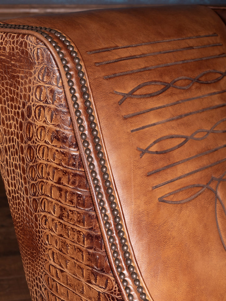 Burnished Boot Stitch Leather Accent Chair