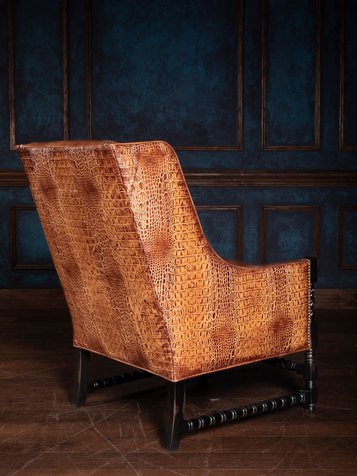 Burnished Boot Stitch Leather Accent Chair