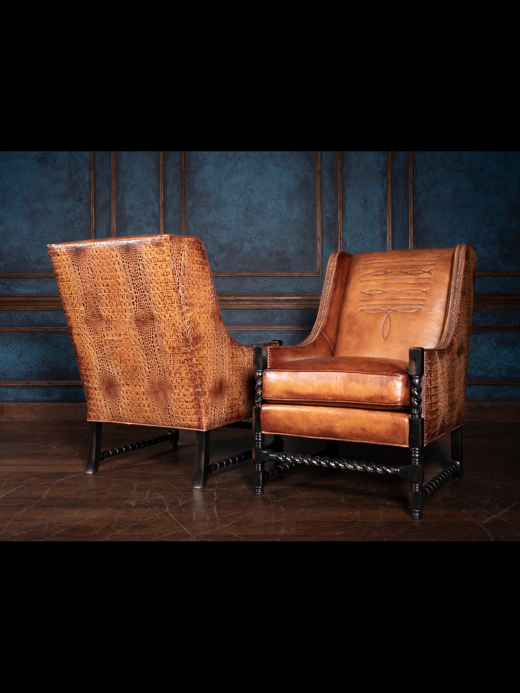 Burnished Boot Stitch Leather Accent Chair