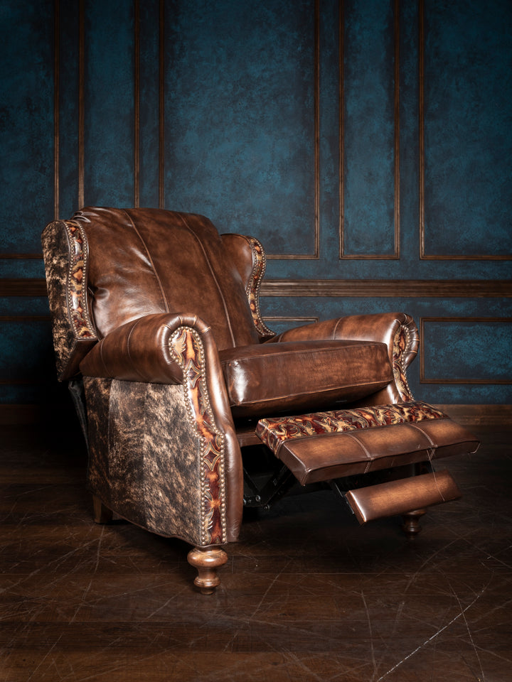 Burnished Pushback Leather Recliner