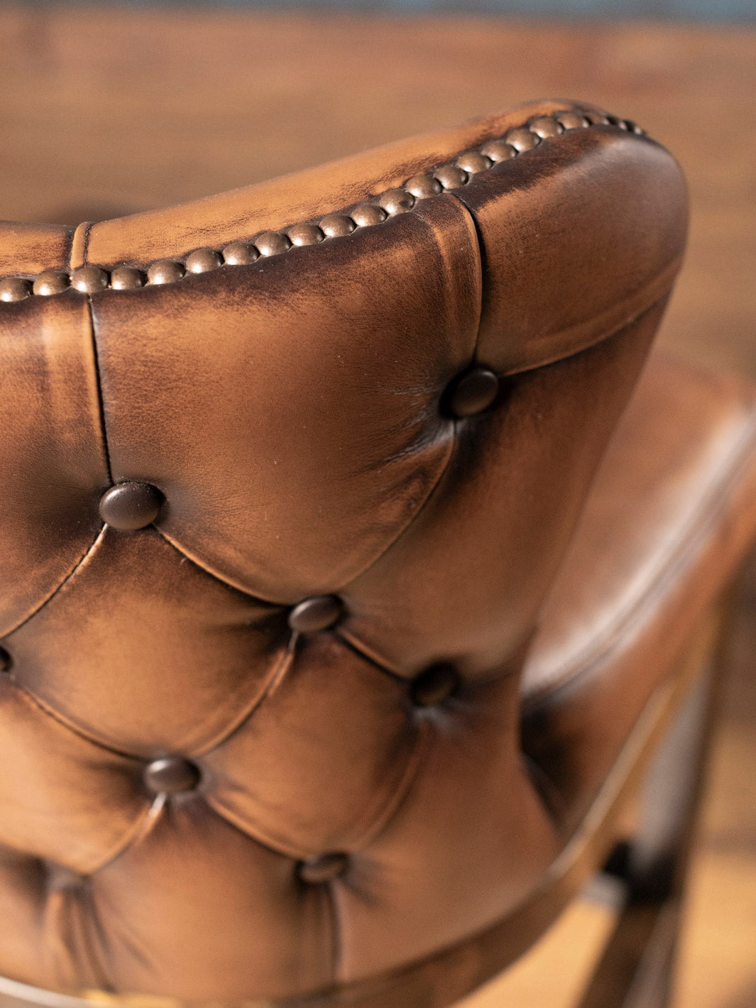 Burnished Saddleback Leather Bar Stool