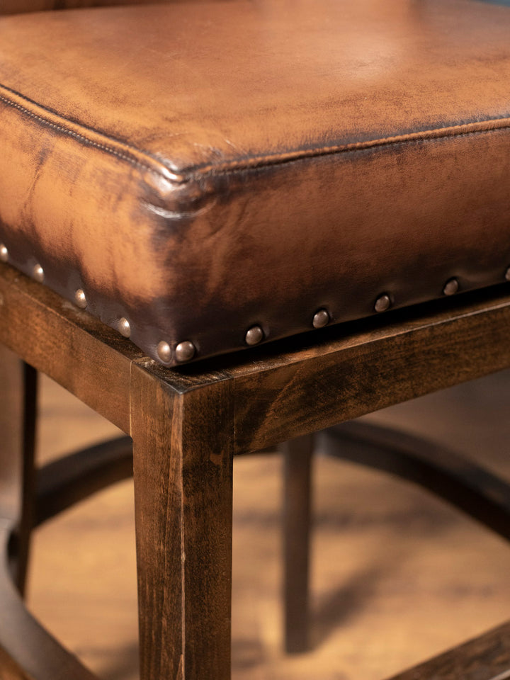 Burnished Saddleback Leather Bar Stool