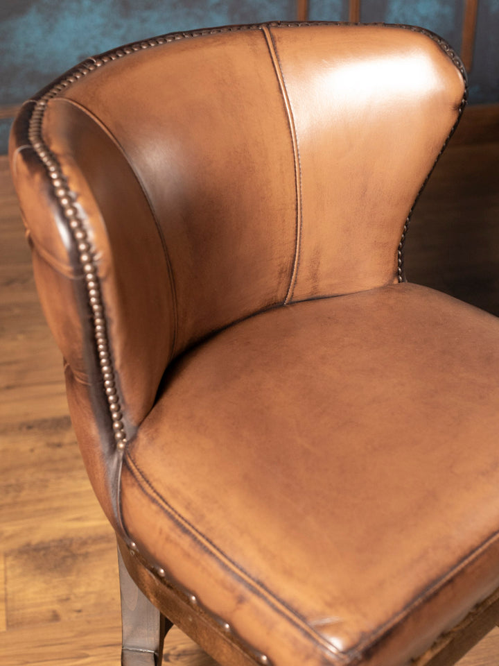 Burnished Saddleback Leather Bar Stool